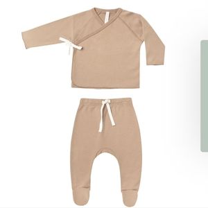 Quincy Mae Wrap Top + Footed Pant Set